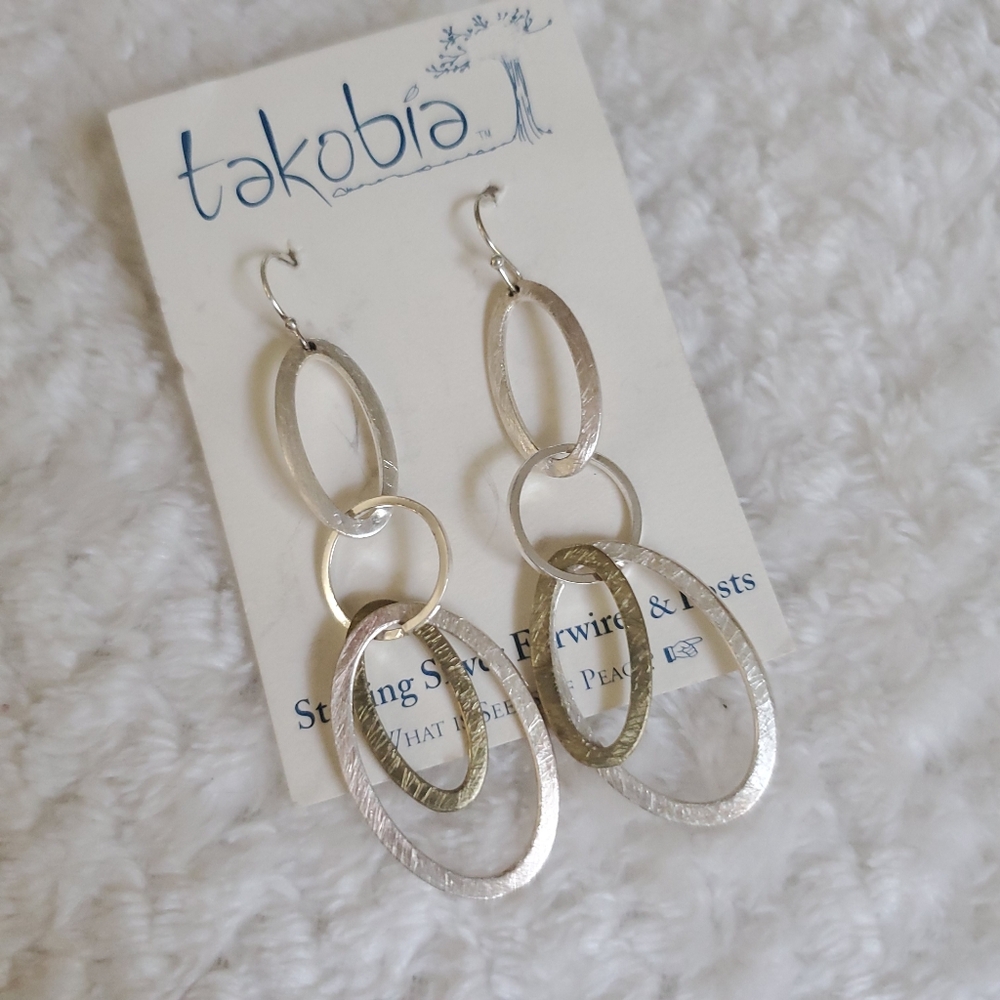 Modern Silver Cascading Hoop Earrings